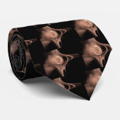 ANTIEK BREED FRACTAAL ROOS IN ZWART STROPDAS (Opgerold)