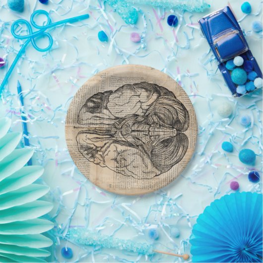 Antiek breindiagram Oude Fashioned Art Papieren Bordje (Feest)