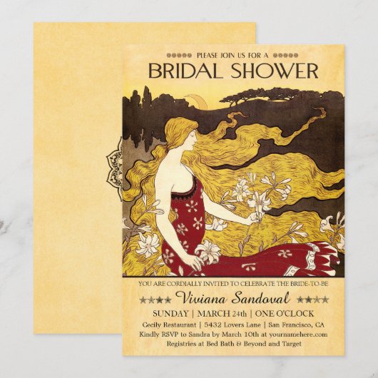 Antiek Bridal Shower-uitnodigingen Kaart (Voorkant / Achterkant)