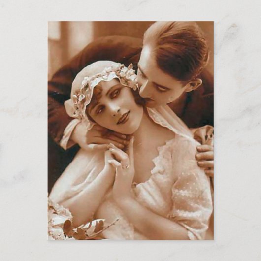 Antiek Bride en Groom Romantic Gifts Briefkaart (Voorkant)