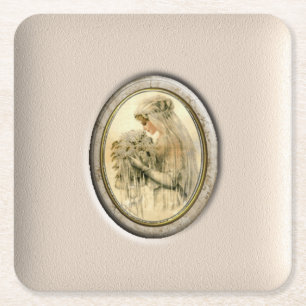 Antiek bride kartonnen onderzetters