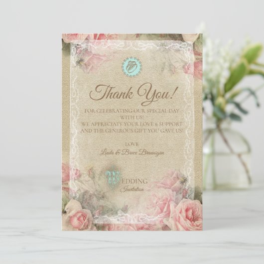 Antiek brief - Hartelijk dank Bedankkaart (Staand voorkant)