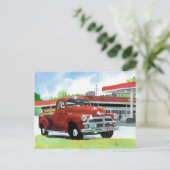 antiek Briefkaart vrachtwagen 1954 (Staand voorkant)