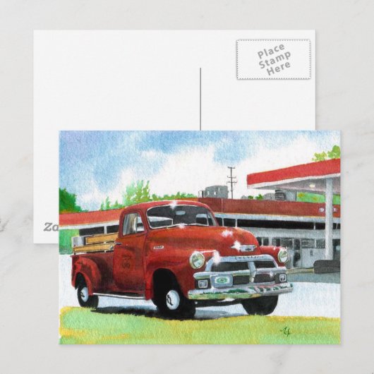 antiek Briefkaart vrachtwagen 1954 (Voorkant / Achterkant)