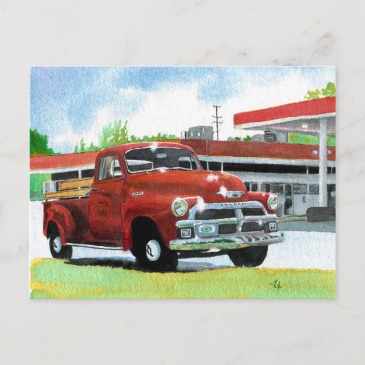 antiek Briefkaart vrachtwagen 1954 (Voorkant)