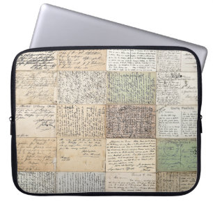 Antiek Briefkaarten Franse achtergrond Laptop Sleeve
