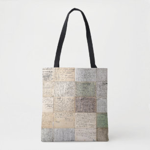 Antiek Briefkaarten Franse achtergrond Tote Bag