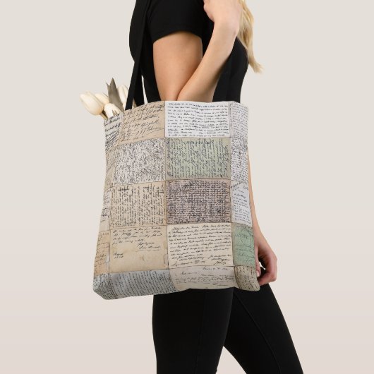 Antiek Briefkaarten Franse  achtergrond Tote Bag (Dichtbij)