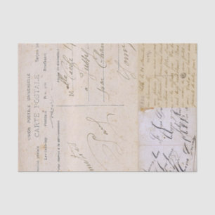 Antiek  Briefkaarten handschrift Tissuepapier