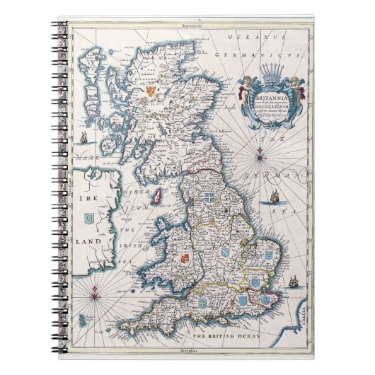 Antiek Britannia Kaart Notitieboek (Voorkant)