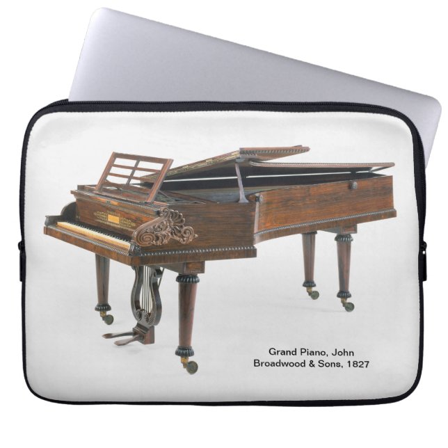 Antiek Broadwood Grand Piano Muziekinstrument Laptop Sleeve (Voorkant)