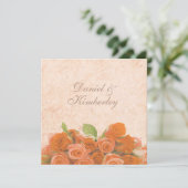 Antiek  brocade met Oranje Rozen bruiloft Kaart (Staand voorkant)