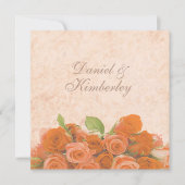 Antiek  brocade met Oranje Rozen bruiloft Kaart (Voorkant)