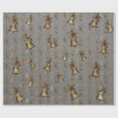 Antiek bronzen klokken op staalgrijs cadeaupapier (Vlak)