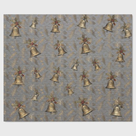 Antiek bronzen klokken op staalgrijs cadeaupapier (Vlak)