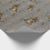 Antiek bronzen klokken op staalgrijs cadeaupapier (Hoek)