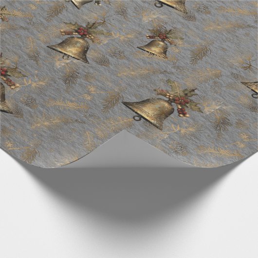 Antiek bronzen klokken op staalgrijs cadeaupapier (Hoek)