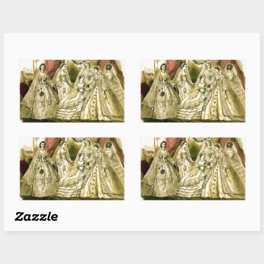 Antiek bruidsschat rechthoekige sticker (Vel)