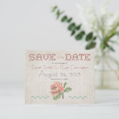 Antiek bruiloft voor kruisstikken Sla de datumkaar Save The Date (Staand voorkant)