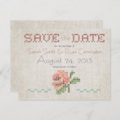 Antiek bruiloft voor kruisstikken Sla de datumkaar Save The Date (Voorkant / Achterkant)