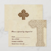 Antiek Bruin Celtic Cross RSVP Kaartje (Voorkant / Achterkant)
