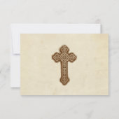 Antiek Bruin Celtic Cross RSVP Kaartje (Achterkant)