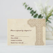 Antiek Bruin Celtic Cross RSVP Kaartje (Staand voorkant)
