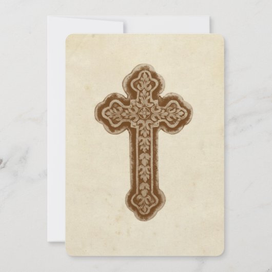 Antiek bruin-katholieke bruiloft Uitnodiging (Achterkant)