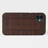 Antiek bruin leder in reliëfdruk Boekontwerp Case-Mate iPhone Case (Achterkant (horizontaal))