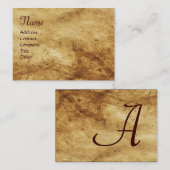 ANTIEK BRUIN PERKAMENT monogram Visitekaartje (Voorkant / Achterkant)