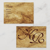 ANTIEK BRUIN PERKAMENT monogram Visitekaartje (Voorkant / Achterkant)