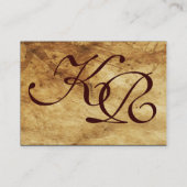 ANTIEK BRUIN PERKAMENT monogram Visitekaartje (Achterkant)