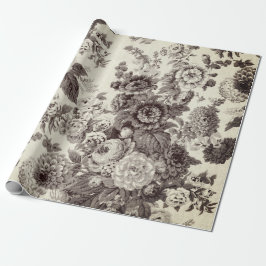 Antiek Bruin Tone  Floral Dahlia Peony Cadeaupapier
