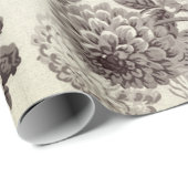 Antiek Bruin Tone Floral Dahlia Peony Cadeaupapier (Rol Hoek)