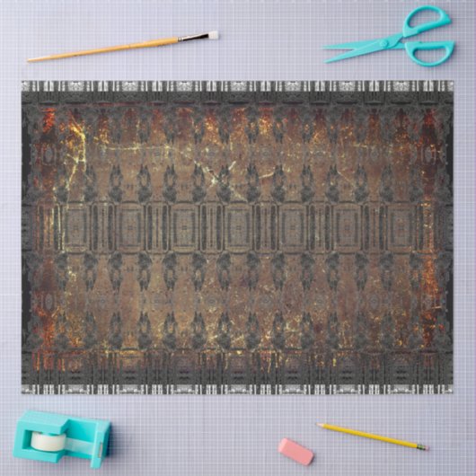  Antiek bruin zwart textuurpatroon Tissuepapier (Craft)