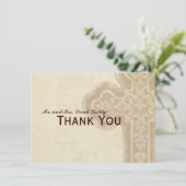 Antiek Bruine Keltische Kruis Hartelijk dank Bedankkaart (Staand voorkant)