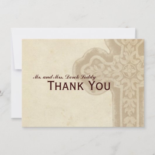 Antiek Bruine Keltische Kruis Hartelijk dank Bedankkaart (Voorkant)