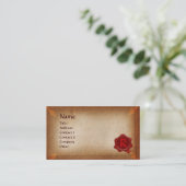 ANTIEK BRUINE PERKAMENT, RODE WAS SEAL MONOGRAM VISITEKAARTJE (Staand voorkant)