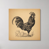 Antiek bruine rooster, illustratie Chicken Art Canvas Afdruk (Voorkant)
