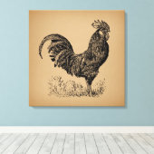 Antiek bruine rooster, illustratie Chicken Art Canvas Afdruk (Insitu (Houten vloer))