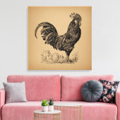 Antiek bruine rooster, illustratie Chicken Art Canvas Afdruk (Insitu (Woonkamer))