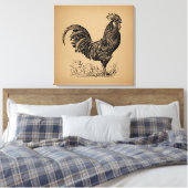 Antiek bruine rooster, illustratie Chicken Art Canvas Afdruk (Insitu (Slaapkamer))