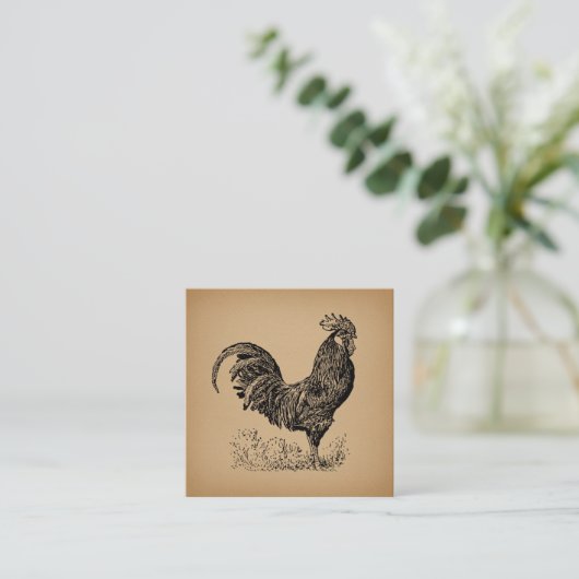Antiek bruine rooster, illustratie Chicken Art Informatiekaartje (Staand voorkant)