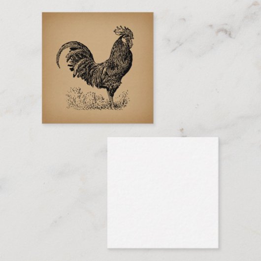 Antiek bruine rooster, illustratie Chicken Art Informatiekaartje (Voorkant / Achterkant)