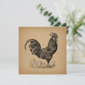 Antiek bruine rooster, illustratie Chicken Art Kaart (Staand voorkant)