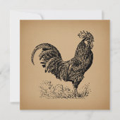 Antiek bruine rooster, illustratie Chicken Art Kaart (Voorkant)
