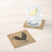 Antiek bruine rooster, illustratie Chicken Art Kartonnen Onderzetters (Insitu)