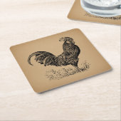 Antiek bruine rooster, illustratie Chicken Art Kartonnen Onderzetters (Schuin)