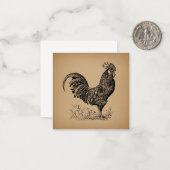 Antiek bruine rooster, illustratie Chicken Art Notitiekaartje (Voorkant / Achterkant in situ)
