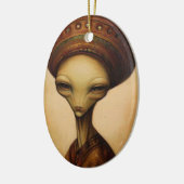 Antiek buitenaards portret keramisch ornament (Links)